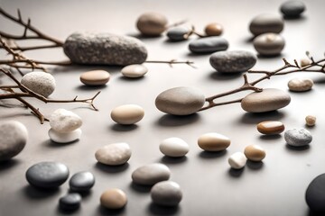 zen stones and leaves generated by AI technology