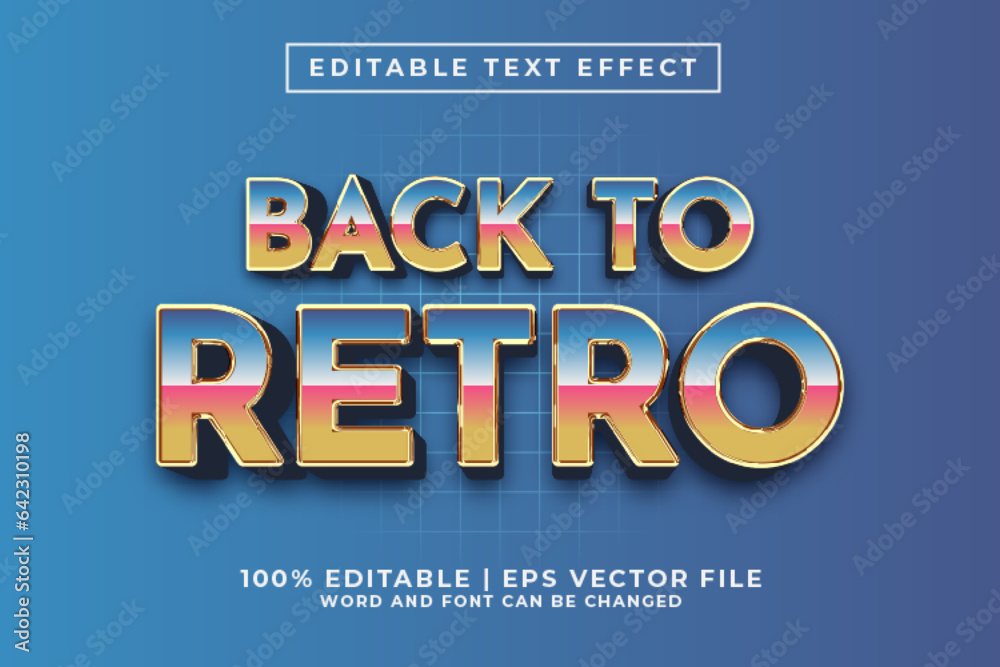 Fototapete back to retro 3d editable text effect retro 80s style premium vector