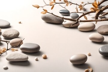 Fototapeta na wymiar zen stones and leaves generated by AI technology