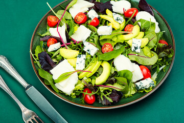 Fresh vegetable salad with cheese.