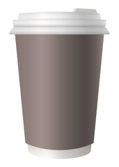 Coffee cup with place for lettering. Coffee to go. Hot street drinks, cardboard packaging plastic cap