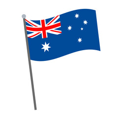 Vector australian flag with pole on white background
