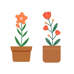 Vector flat design spring flowers collection