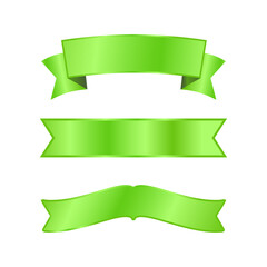 Obraz premium Vector set of green ribbons on white background
