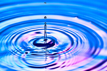 a drop of water falling into the water and creating waves