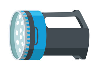 Flashlight of light icon with spotlight or flash function. Light lantern isolated on white background. Vector cartoon illustration