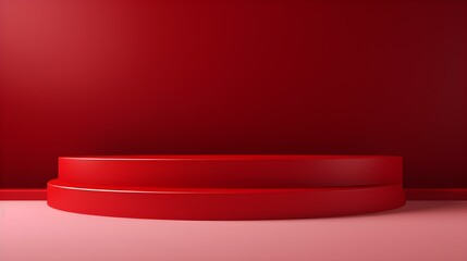 Obraz premium Modern Studio Background in red Colors. Elegant Room for Product Presentation 