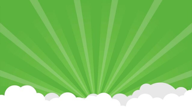 Green Pop Art Comic Background with Moving Cloud