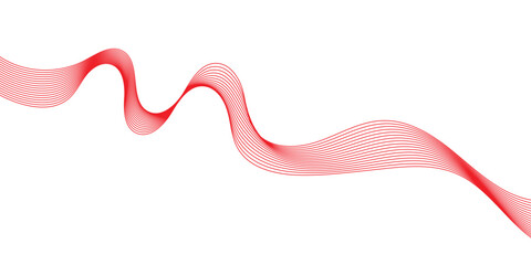 Abstract vector background with red wavy lines. Red lines vector illustration. Curved wave. Abstract wave element for design.