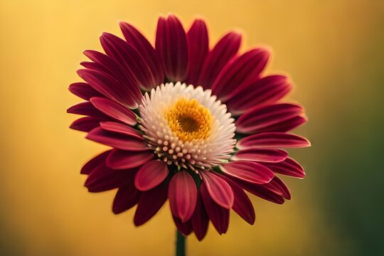 A bird's-eye view photograph of a flower positioned against a yellow backdrop, ensuring originality.