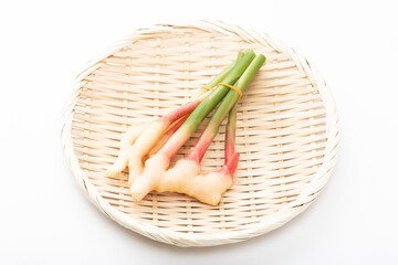 白背景に葉生姜