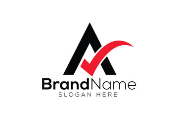 Trendy and Professional letter A check mark done logo design vector template