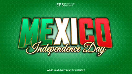 mexico editable text effect with mexico flag pattern suitable for poster design about holiday, Feast day or mexico independence day moment