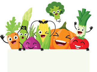 Funny vegetable cartoon, isolated on white background