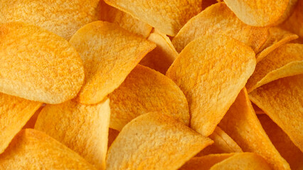 Potato chips with paprika, close up