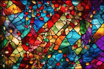Fototapeta na wymiar Stained Glass Background, Colorful Stained Glass Background, Stained Glass Texture, AI Generative