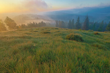 Photo of dawn in the mountains