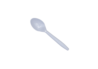 white plastic spoon on transparent background