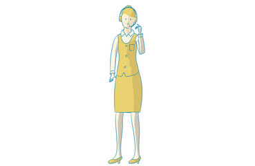 女性コールセンターオペレーターのシンプルなイラスト