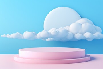 Sky background vector 3d blue pastel rendering generative ai