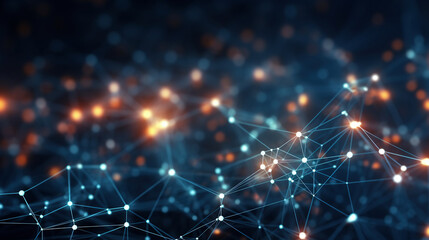 technology, Abstract geometric with connected lines node. Big data visualization, network connection, social networking and digital communication technology concept background