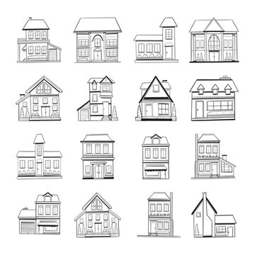 doodle house hand drawn vector 