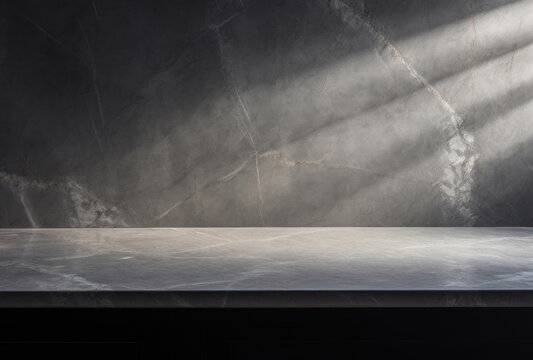 Empty black marble table