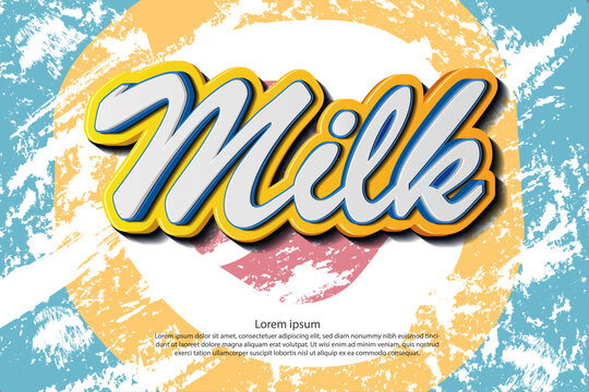 vector illustration milk word lettering banner design template,creative and modern backdrop design.use for milk product marketing concept banner.