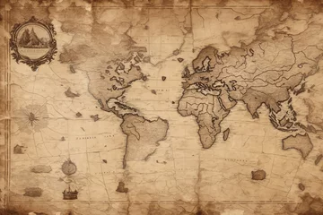 Gordijnen Old Map, Map Background, Vintage World Map, Vintage Map Background, Old Map Paper Texture, AI Generative © Forhadx5
