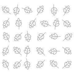 Elegant pattern with leafs drawn in thin lines with a white background