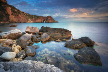 Beautiful seascape sunset nature compostion.