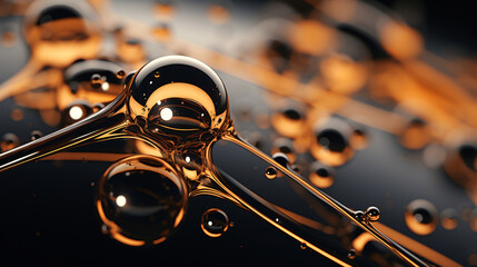 abstract fluid oil texture flow direction bubbles, black and gold color