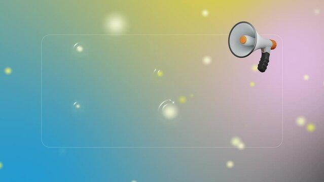 Speaker for announcements over frosted gradient with bubbles. 4K background animation for placing product, promotional information