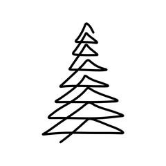 hand drawn Christmas tree icons.