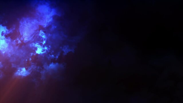 Lightning discharge and light effects in the clouds. Thunderclouds in bright flashes of lightning. Bad weather. Looped
