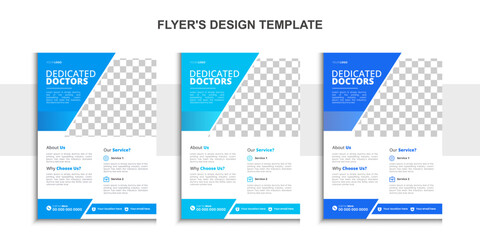 Caproate medical flyer design, healthcare flyer modern template,a4 size with 3 color template