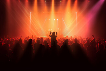 Fototapeta na wymiar Silhouettes of concert crowd on stage. Concert background. Vector illustration