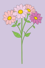 Flowers with stems on a light background 23