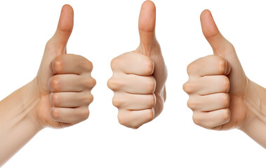 Hand showing a thumbs up gesture or sign. Isolated with transparent background.
