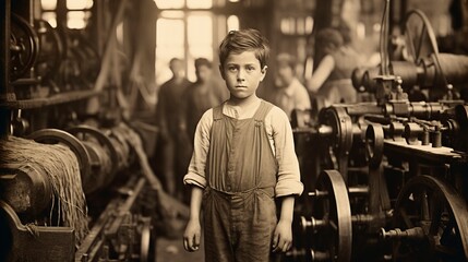 a child laborer around 1900 working in a factory. One of the young spinners in a North Carolina cotton. - 642330105