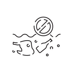 Water pollution icon in line style on white background, Ecology sign for mobile concept and web design, Industrial waste from pipe into sea, Environmental pollution symbol