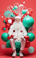 Fototapeta premium Christmas fantasy scene with fairytale Santa Clause. Surreal fairytale background. Ai generated image
