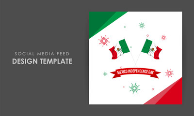 Vector illustration of Mexico Independence Day social media feed template