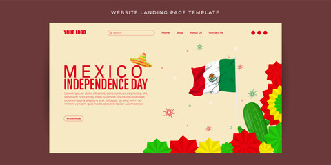 Vector illustration of Mexico Independence Day Website landing page banner Template