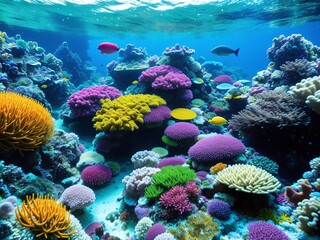 Fototapeta na wymiar A vibrant underwater garden with flowers made of seaweed