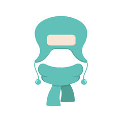 Winter or autumn headwear. Vector knitting hats, caps and scarfs for girls and boys for cold weather isolated on white background