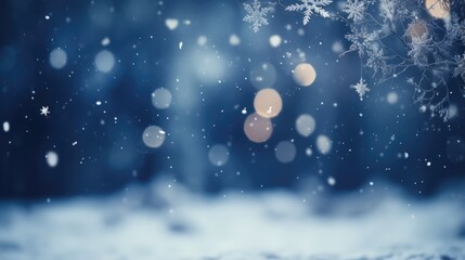 abstract sparkle bokeh snowfall background for winter Christmas.  