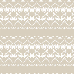Neutral Colour Snowflakes Fair Isle Seamless Pattern Design