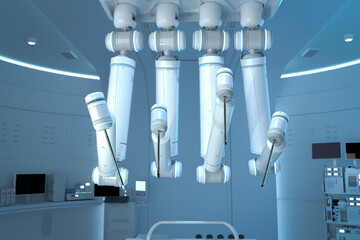 Robotic assisted surgery in operating room