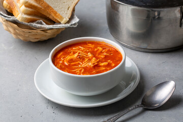 Delicious looking tomato soup. Turkish name; Domates corbasi